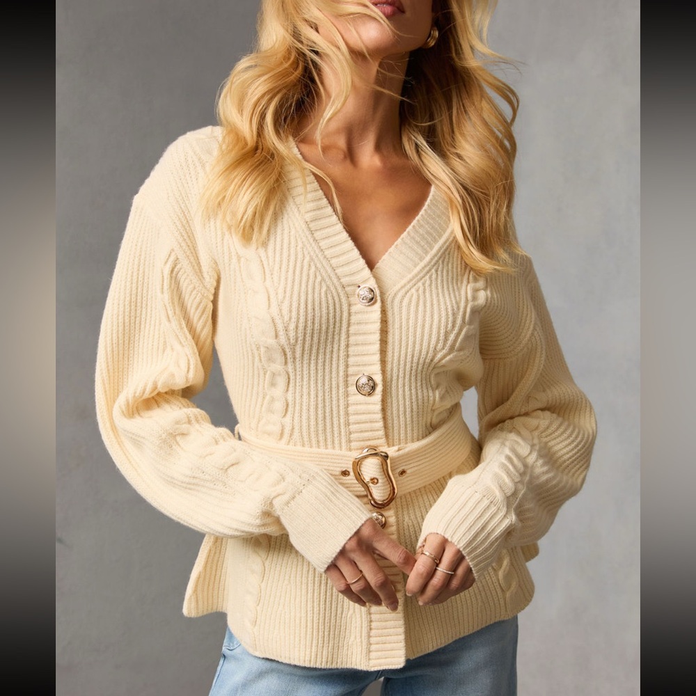 Vici Old Harbor Belted Cable Knit Sweater